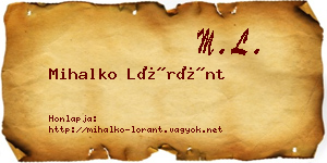 Mihalko Lóránt névjegykártya